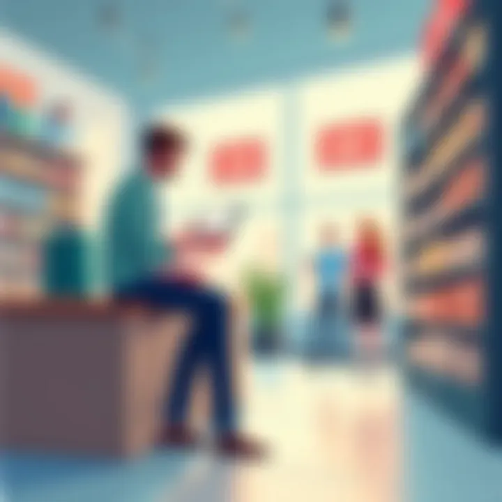 Illustration depicting the concept of cross-selling in a retail environment