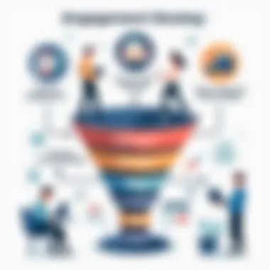 Customer Engagement Strategies A diagram illustrating customer engagement strategies tailored for different funnel stages.