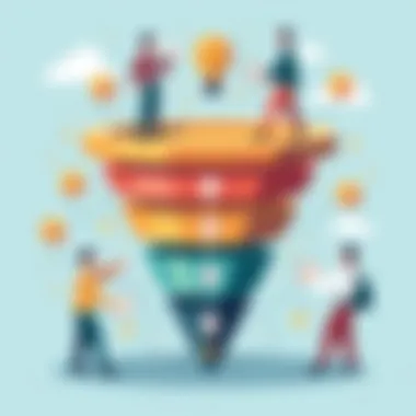 Stages of the Sales Funnel Visual representation of the sales funnel stages from awareness to action.