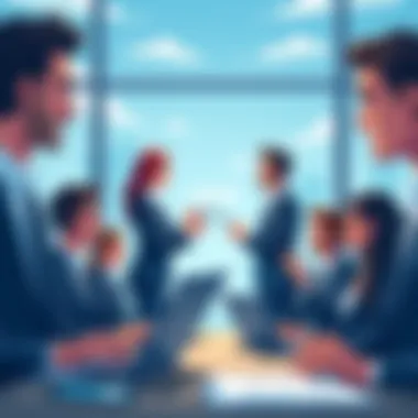 Business Professionals Exploring CRM Options Business professionals discussing CRM options